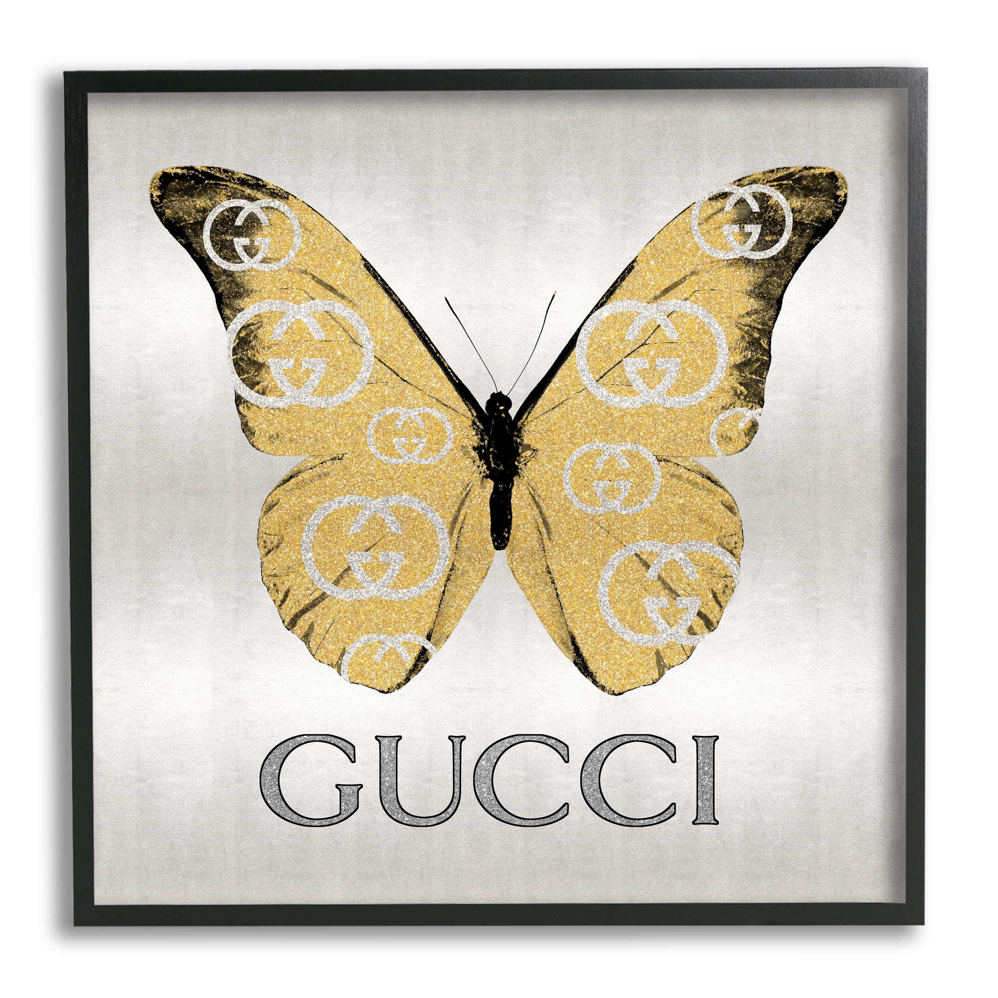 Stupell Industries Glam Brand Butterfly Animals & Insects Painting Black Framed Art Print Wall Art, 17 x 17