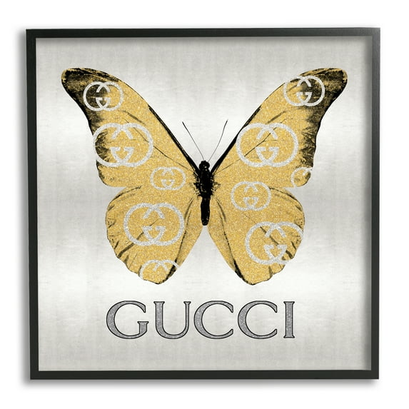 Stupell Industries Glam Brand Butterfly Animals & Insects Painting Black Framed Art Print Wall Art, 24 x 24