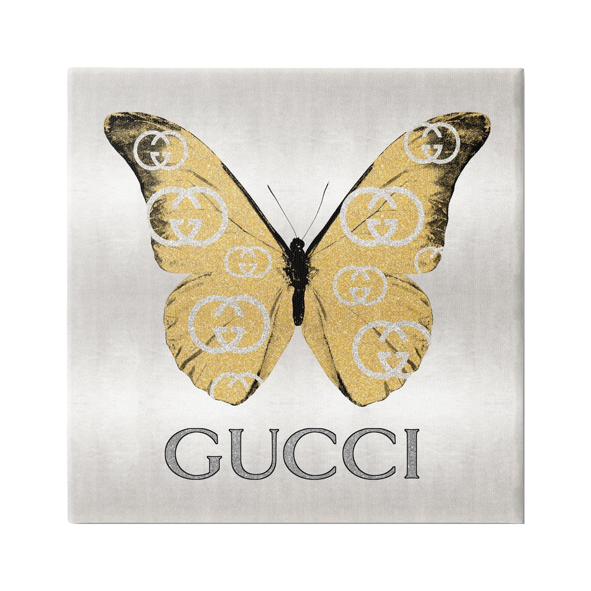 Glamorous Gold Butterfly Canvas Wall Art, 17 x 17