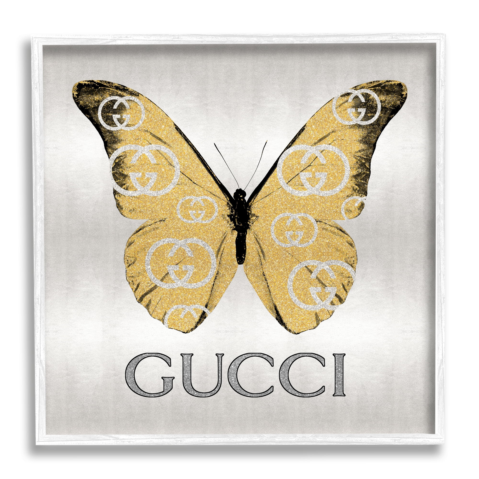 Stupell Industries Glam Brand Butterfly Animals & Insects Painting White Framed Art Print Wall Art, 17 x 17