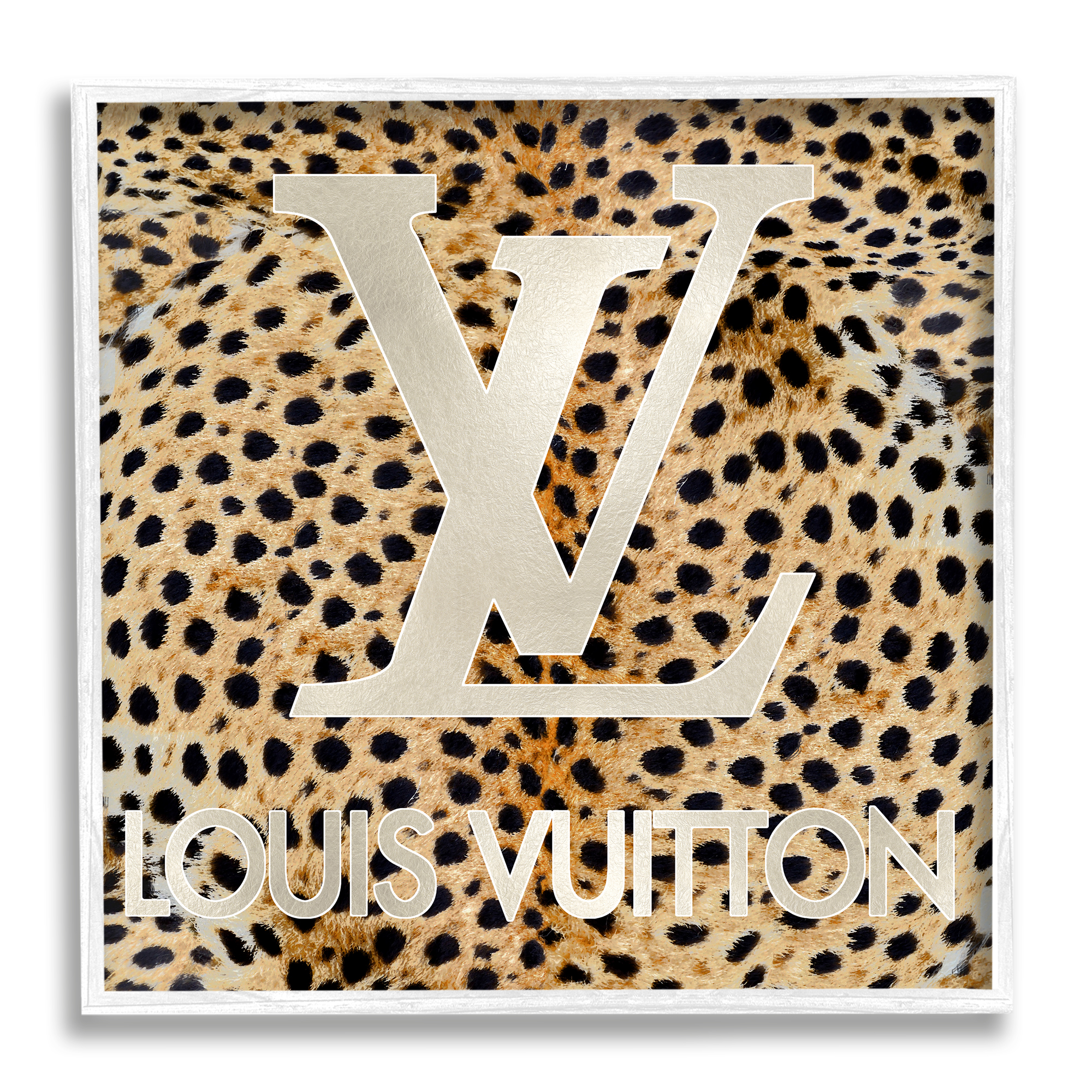 Stupell Industries Glam Brand Cheetah Spots Beauty & Fashion Painting White Framed Art Print Wall Art, 24 x 24