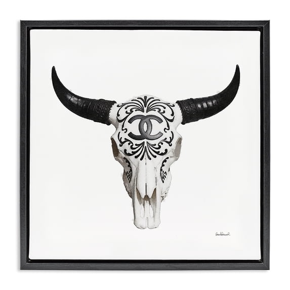 Stupell Industries Southwestern Glam Brand Cow Skull Black Floating Frame Canvas Art, 18 x 18, by Amanda Greenwood