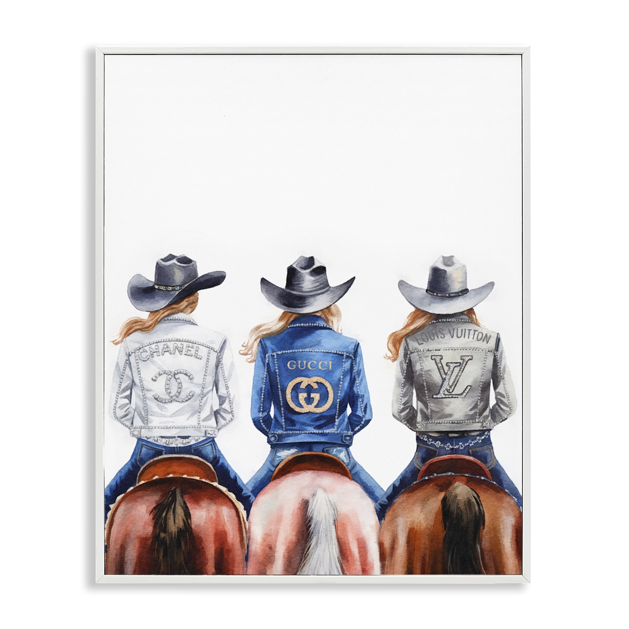 Stupell Industries Glam Brand Cowgirls People Painting White Framed Art Print Wall Art, 24 x 30