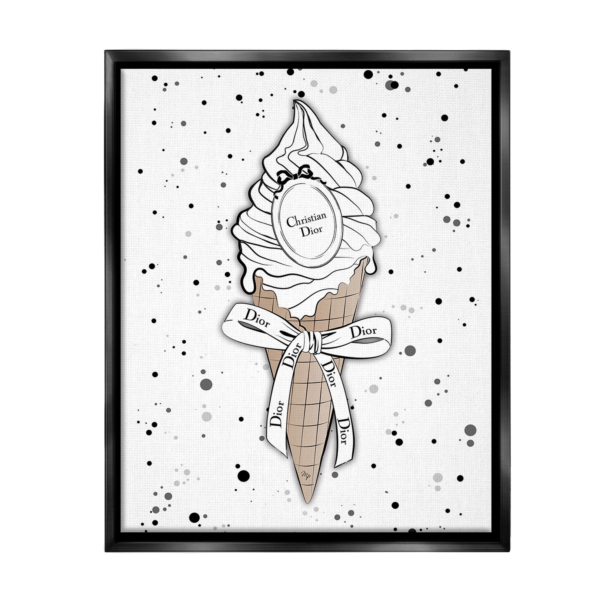 Stupell Industries Glam Brand Dessert Beauty & Fashion Painting Black Floater Framed Canvas Art Print Wall Art, 25 x 31