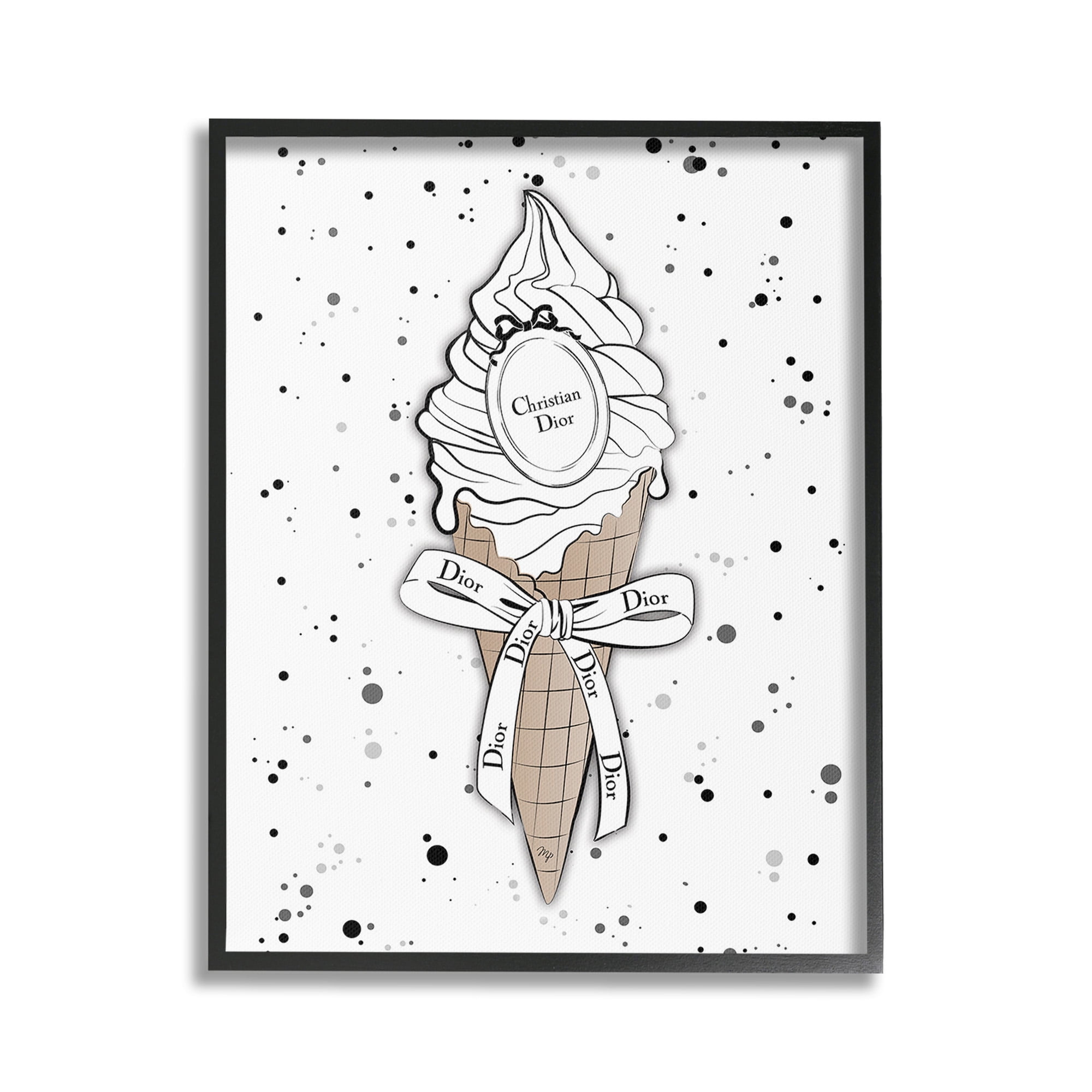 Stupell Industries Glam Brand Dessert Beauty & Fashion Painting Black Framed Art Print Wall Art, 16 x 20