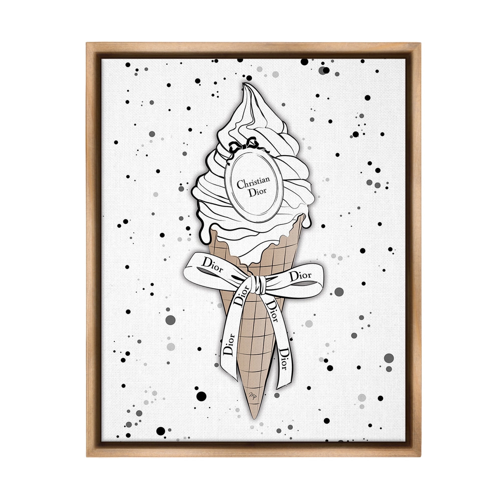 Stupell Industries Glam Brand Dessert Beauty & Fashion Painting Brown Floater Framed Canvas Art Print Wall Art, 25 x 31