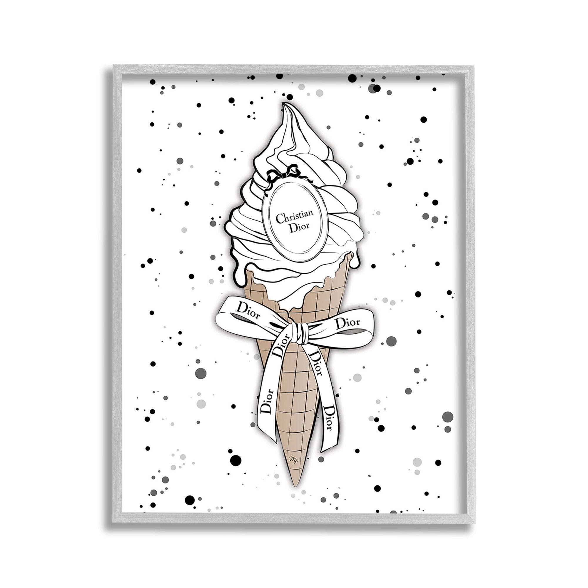 Stupell Industries Glam Brand Dessert Beauty & Fashion Painting Gray Framed Art Print Wall Art, 11 x 14