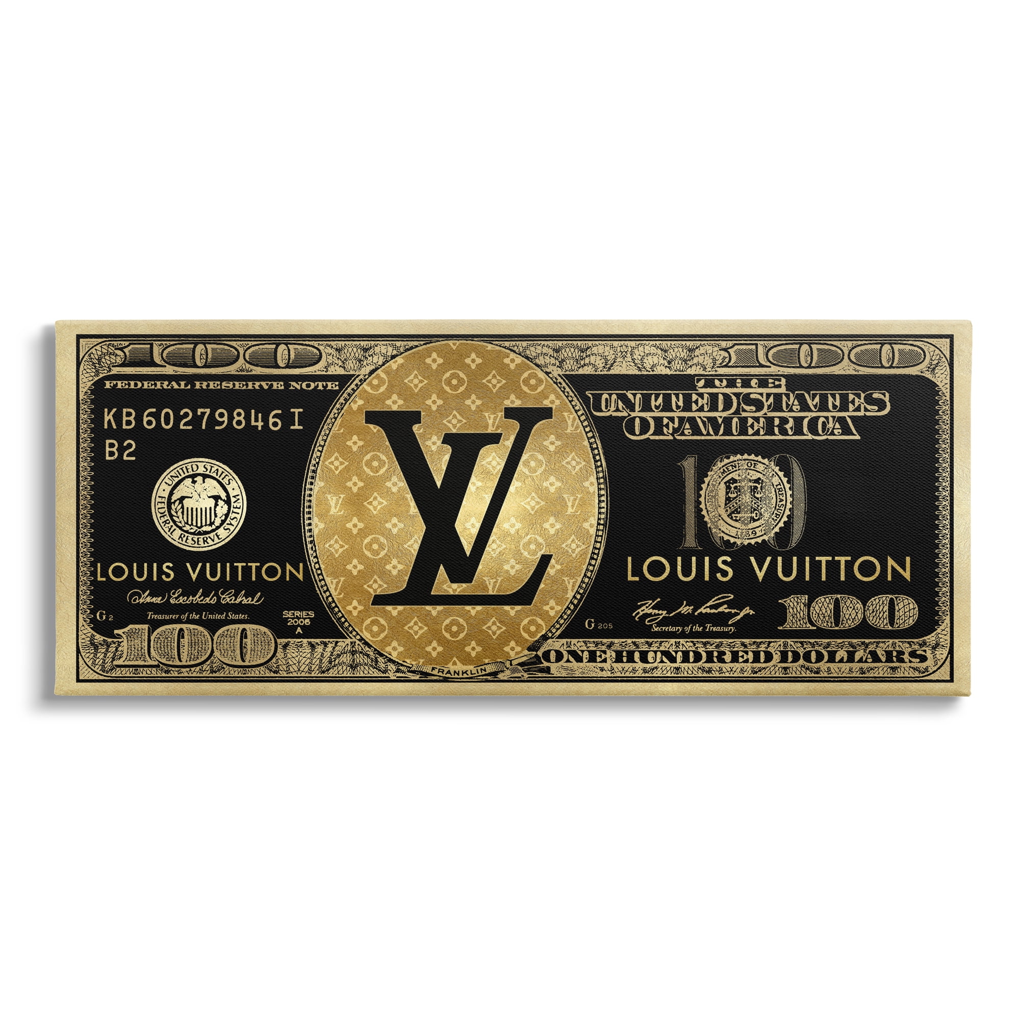 Stupell Industries Glam Brand Dollar Bill Beauty & Fashion Painting Gallery Wrapped Canvas Print Wall Art, 30 x 13