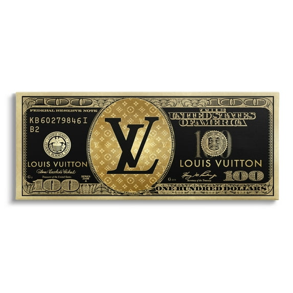 Stupell Industries Glam Brand Dollar Bill Beauty & Fashion Painting Gallery Wrapped Canvas Print Wall Art, 48 x 20