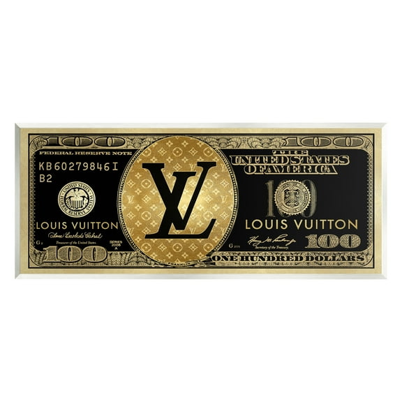 Stupell Industries Glam Brand Dollar Bill Beauty & Fashion Painting Unframed Art Print Wall Art, 17 x 7