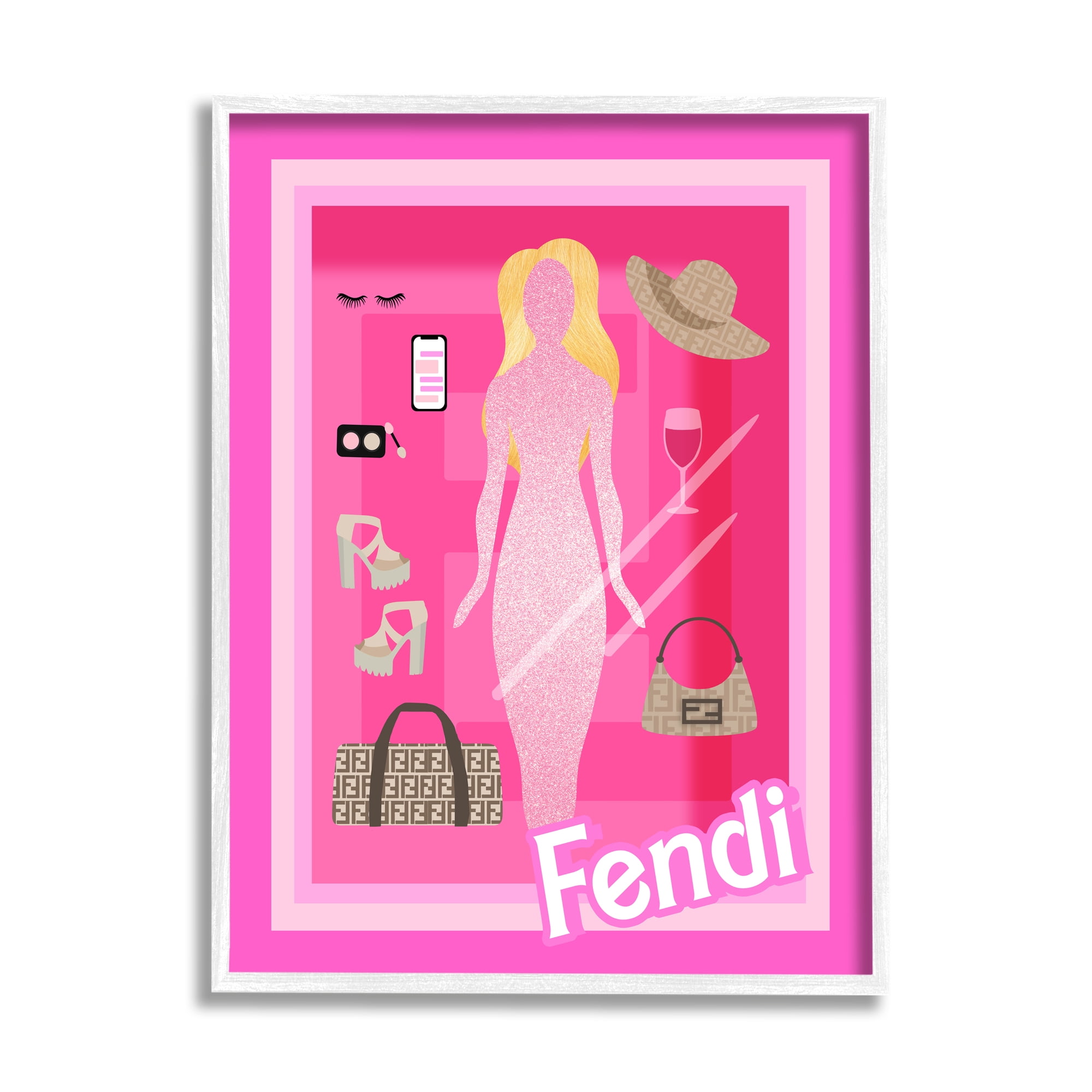 Stupell Industries Glam Brand Fashion Doll Beauty & Fashion Painting White Framed Art Print Wall Art, 11 x 14