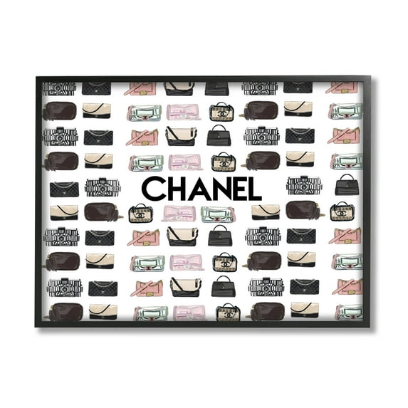 Stupell Industries Glam Brand Fashion Purses Graphic Art Black Framed Art Print Wall Art, Design by Amelia Noyes