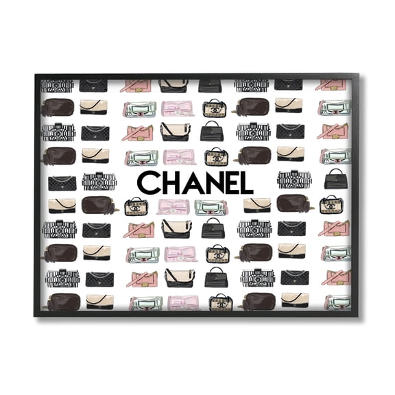Stupell Industries Glam Brand Fashion Purses Graphic Art Black Framed Art Print Wall Art, Design by Amelia Noyes