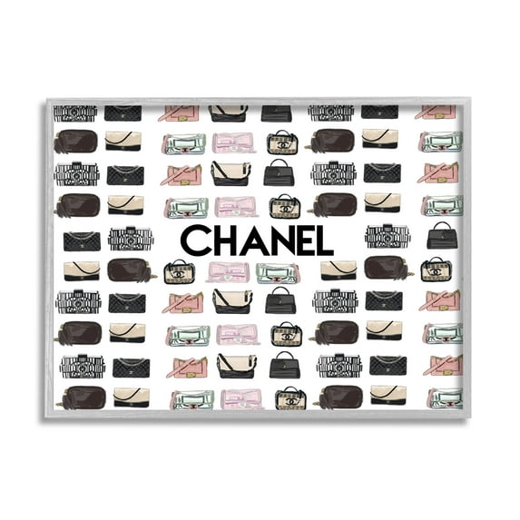 Stupell Industries Glam Brand Fashion Purses Graphic Art Gray Framed Art Print Wall Art, Design by Amelia Noyes