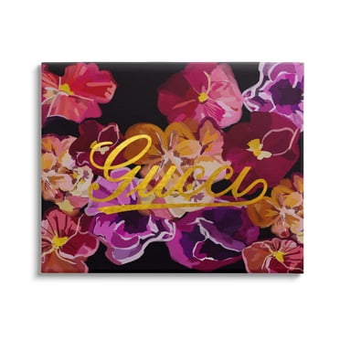 Stupell Industries Glam Brand Flower Pattern Botanical & Floral Painting Gallery Wrapped Canvas Art Print Wall Art, 20 x 16