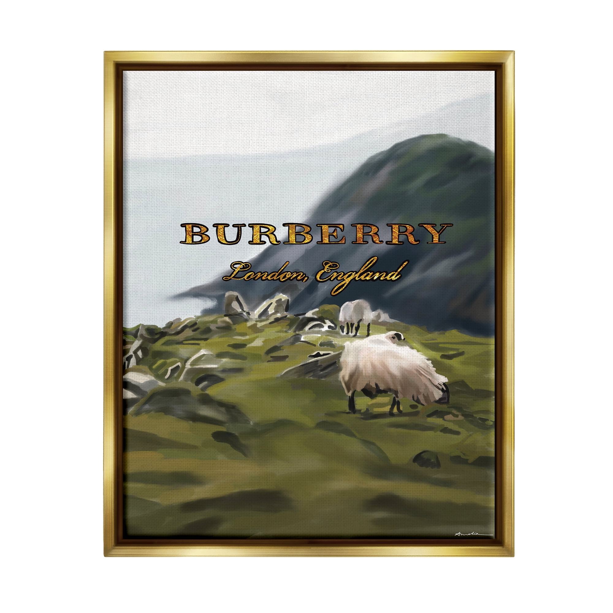 Stupell Industries Glam Brand Landscape Nature Painting Gold Floater Framed Art Print Wall Art, 25 x 31