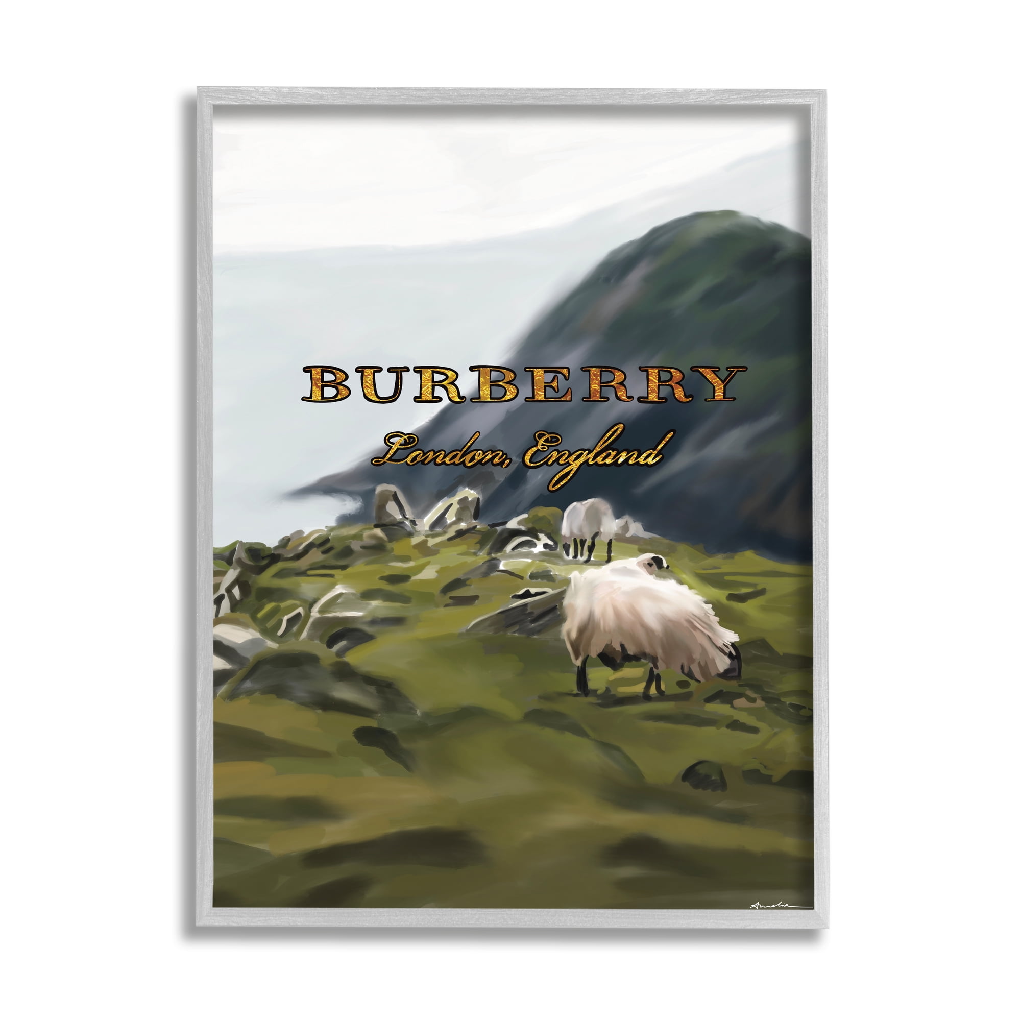 Stupell Industries Glam Brand Landscape Nature Painting Gray Framed Art Print Wall Art, 16 x 20