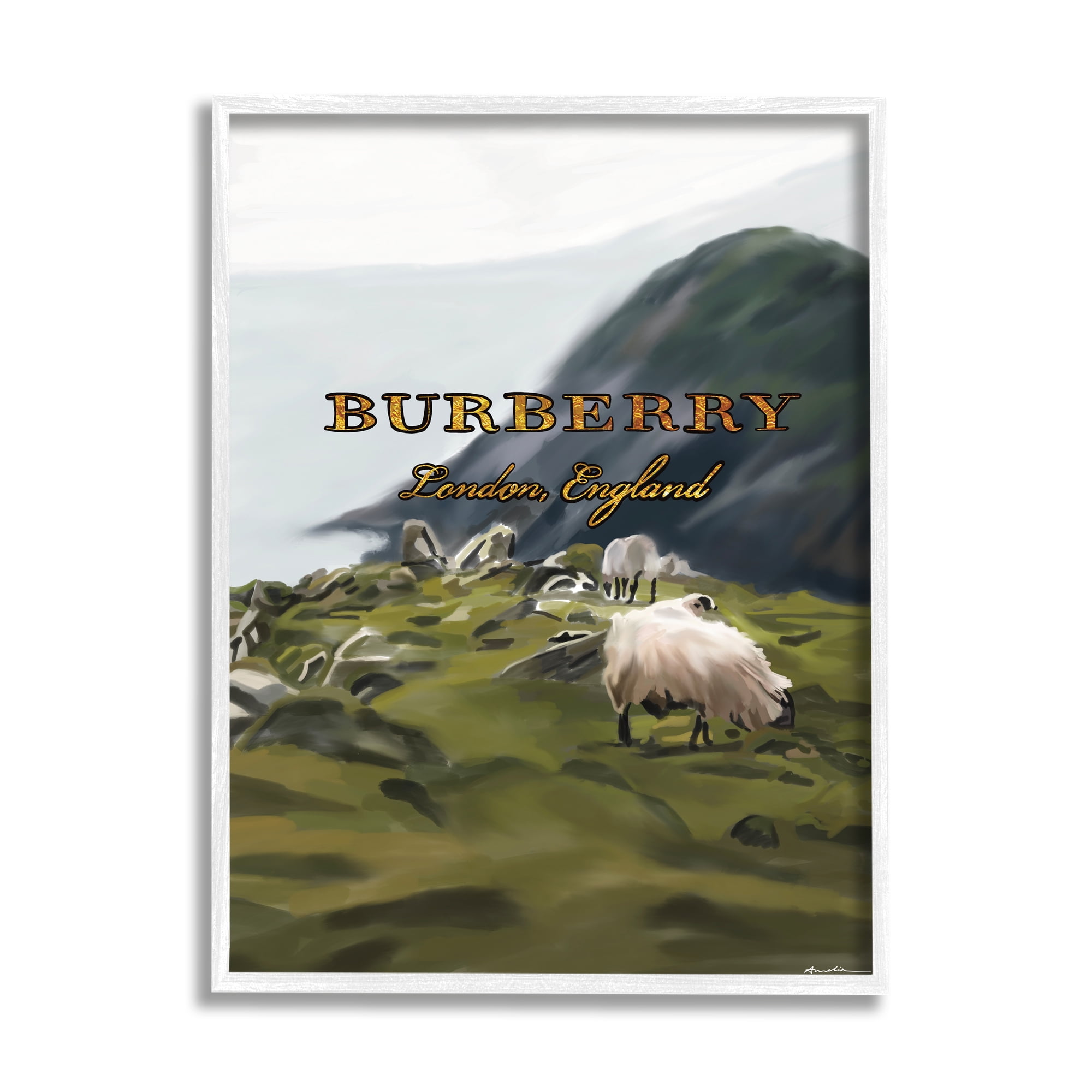 Stupell Industries Glam Brand Landscape Nature Painting White Framed Art Print Wall Art, 24 x 30