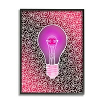 Stupell Industries Glam Brand Lightbulb Pattern Beauty & Fashion Painting Black Framed Art Print Wall Art, 11 x 14