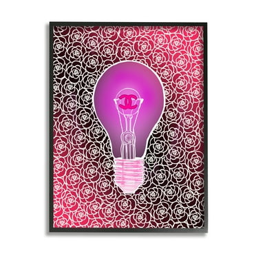 Stupell Industries Glam Brand Lightbulb Pattern Beauty & Fashion Painting Black Framed Art Print Wall Art, 11 x 14