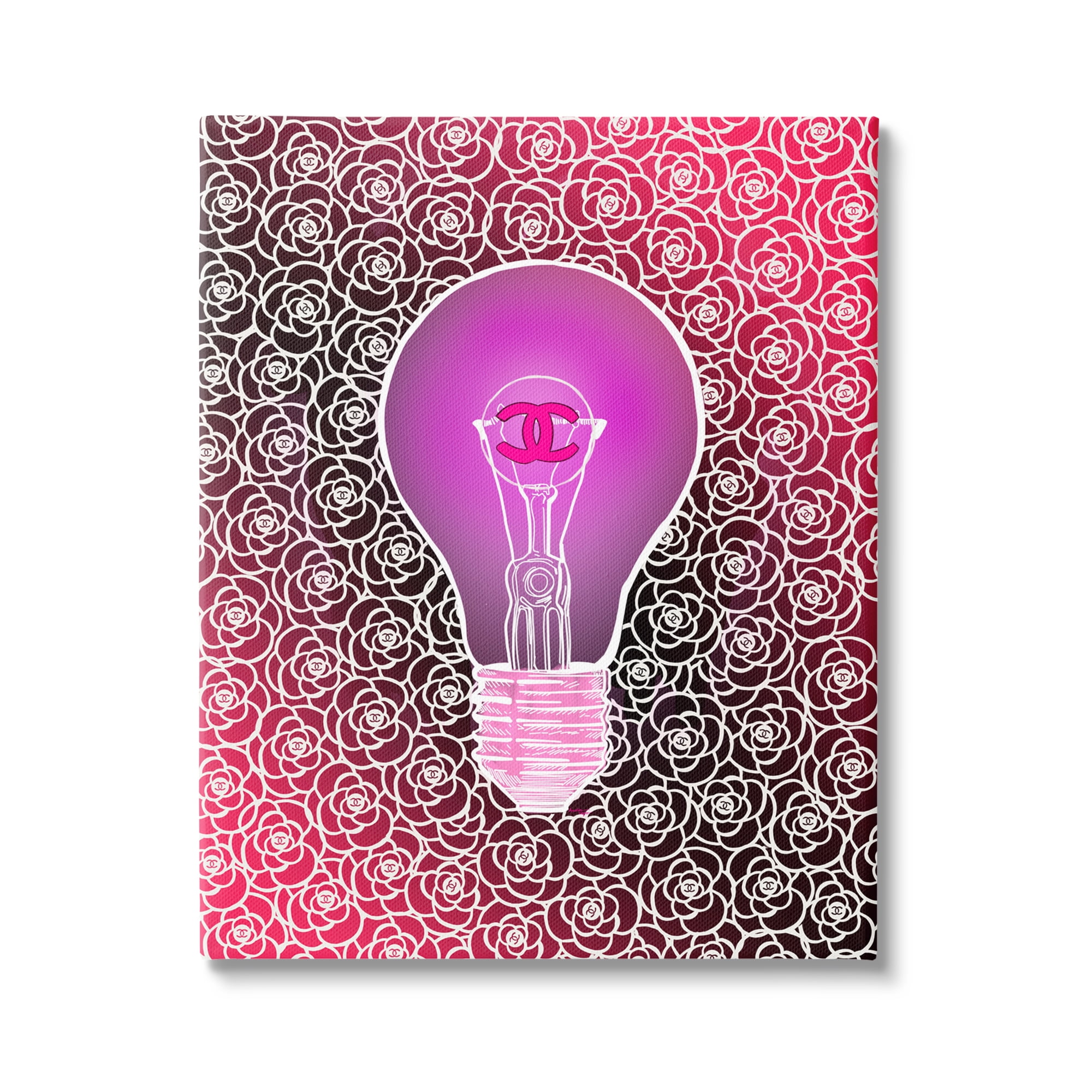 Stupell Industries Glam Brand Lightbulb Pattern Beauty & Fashion Painting Gallery Wrapped Canvas Art Print Wall Art, 24 x 30