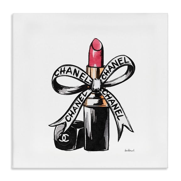 Stupell Industries Glam Brand Lipstick Ribbon Canvas Wall Art design by Amanda Greenwood, 30 x 30