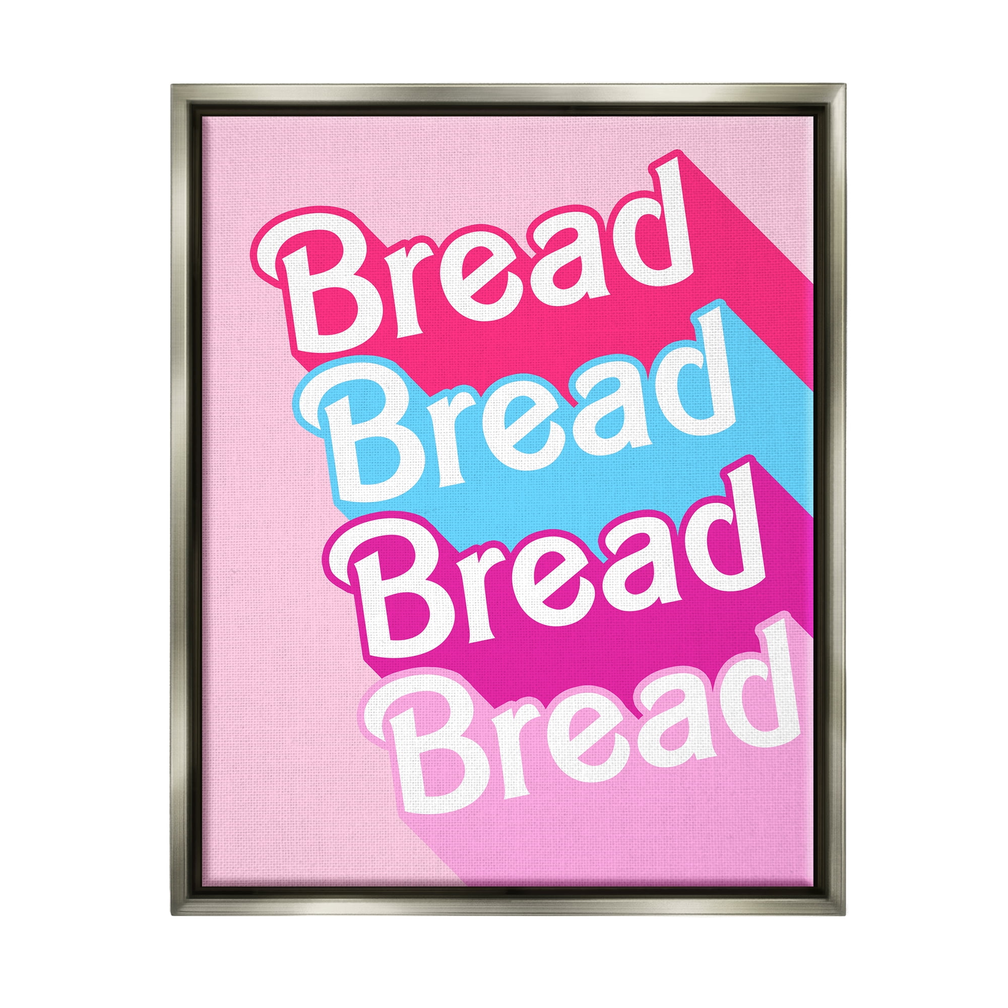 Stupell Industries Glam Bread Phrase Inspirational Painting Gray Floater Framed Art Print Wall Art, 17 x 21