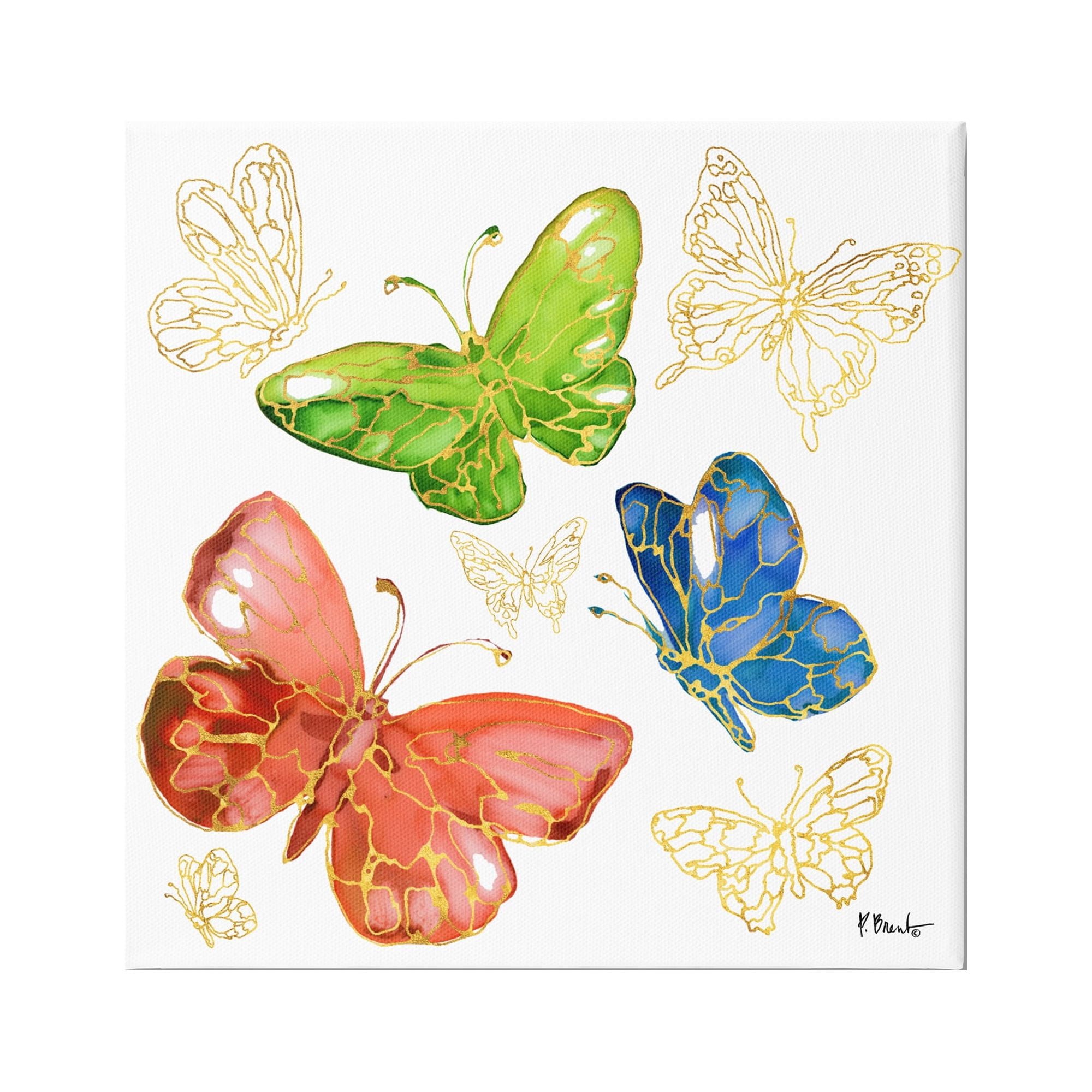 Stupell Industries Glam Butterfly Outlines Animals & Insects Painting Gallery Wrapped Canvas Art Print Wall Art, 30 x 30