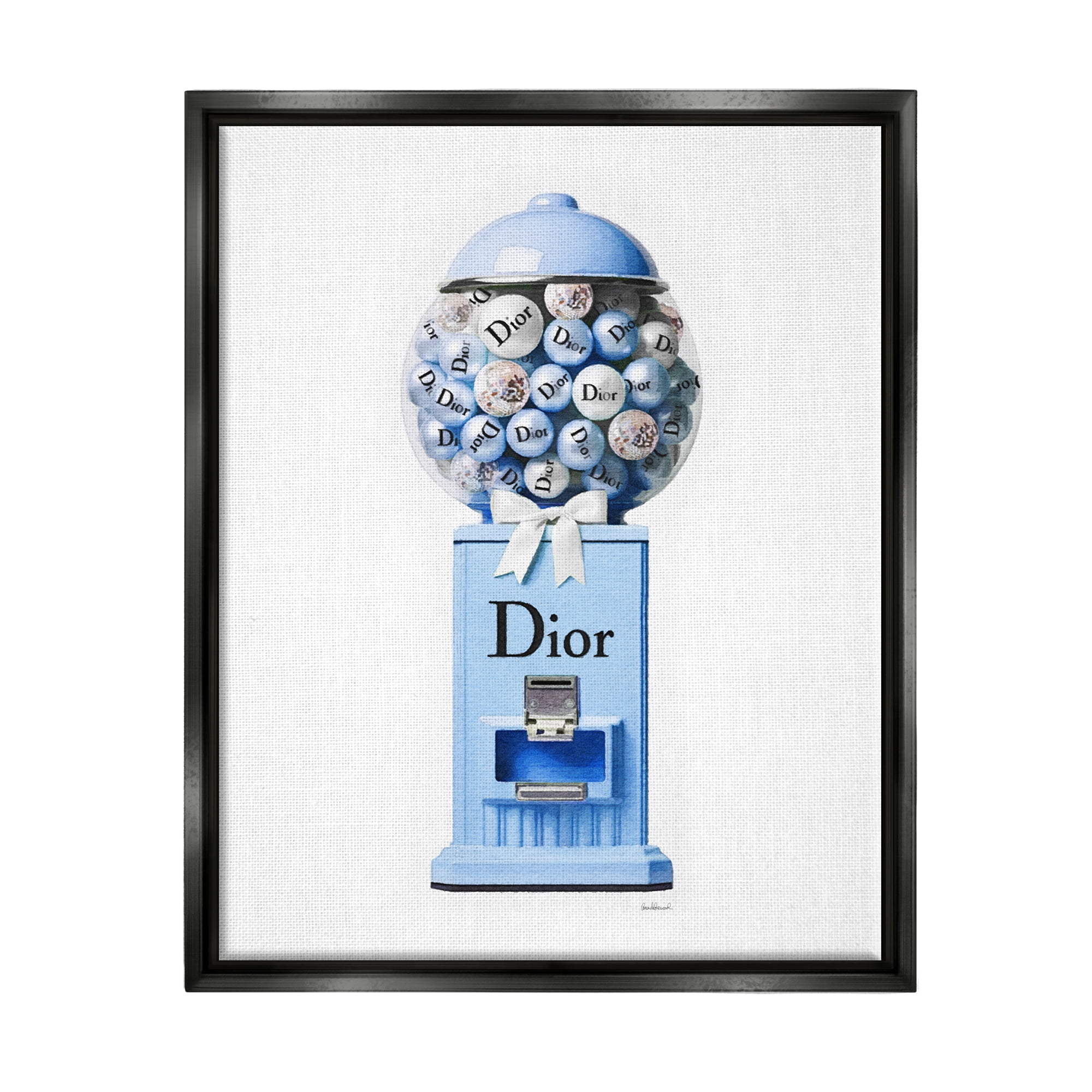 Stupell Industries Glam Candy Dispenser Beauty & Fashion Painting Black Floater Framed Canvas Art Print Wall Art, 25 x 31