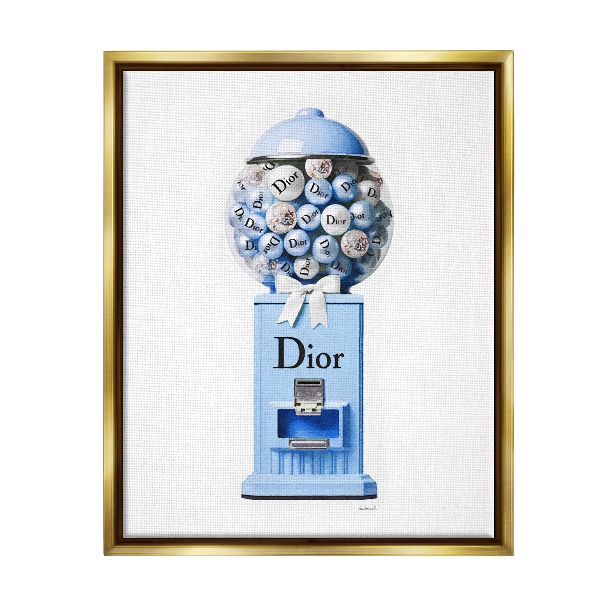 Stupell Industries Glam Candy Dispenser Beauty & Fashion Painting Gold Floater Framed Canvas Art Print Wall Art, 17 x 21