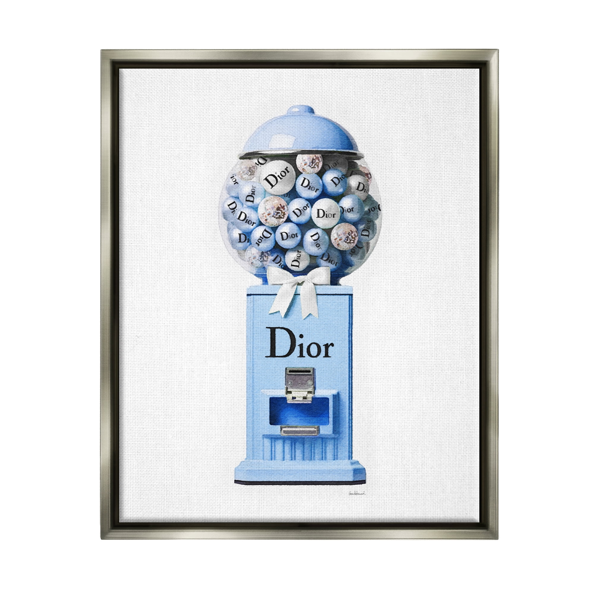 Stupell Industries Glam Candy Dispenser Beauty & Fashion Painting Gray Floater Framed Canvas Art Print Wall Art, 17 x 21