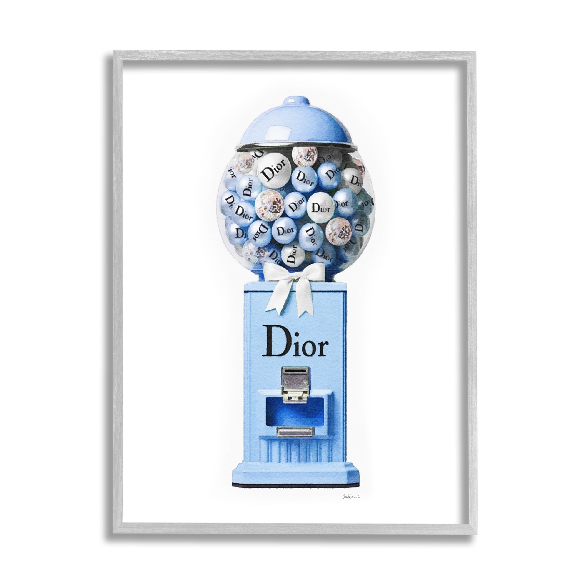 Stupell Industries Glam Candy Dispenser Beauty & Fashion Painting Gray Framed Art Print Wall Art, 11 x 14