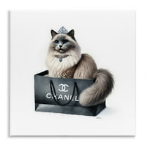 Stupell Industries Glam Cat Shopping Bag Animals Painting Unframed Art Print Wall Art, 12 x 12