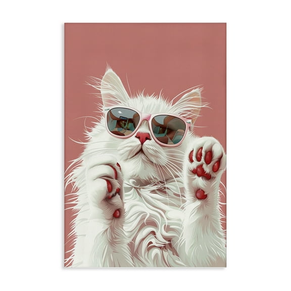 Stupell Industries Glam Cat with Sunglasses Animals Painting Wrapped Canvas Canvas Art Print Wall Art, 20 x 30