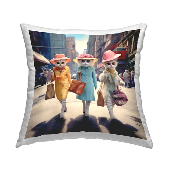 Stupell Industries Glam Cats in City Decorative Printed Throw Pillow, 18 x 18