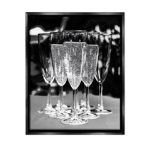 Stupell Industries Glam Champagne Flutes Food & Beverage Photography Black Floater Framed Canvas Art Print Wall Art, 17 x 21