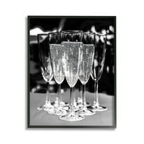 Stupell Industries Glam Champagne Flutes Food & Beverage Photography Black Framed Art Print Wall Art, 11 x 14