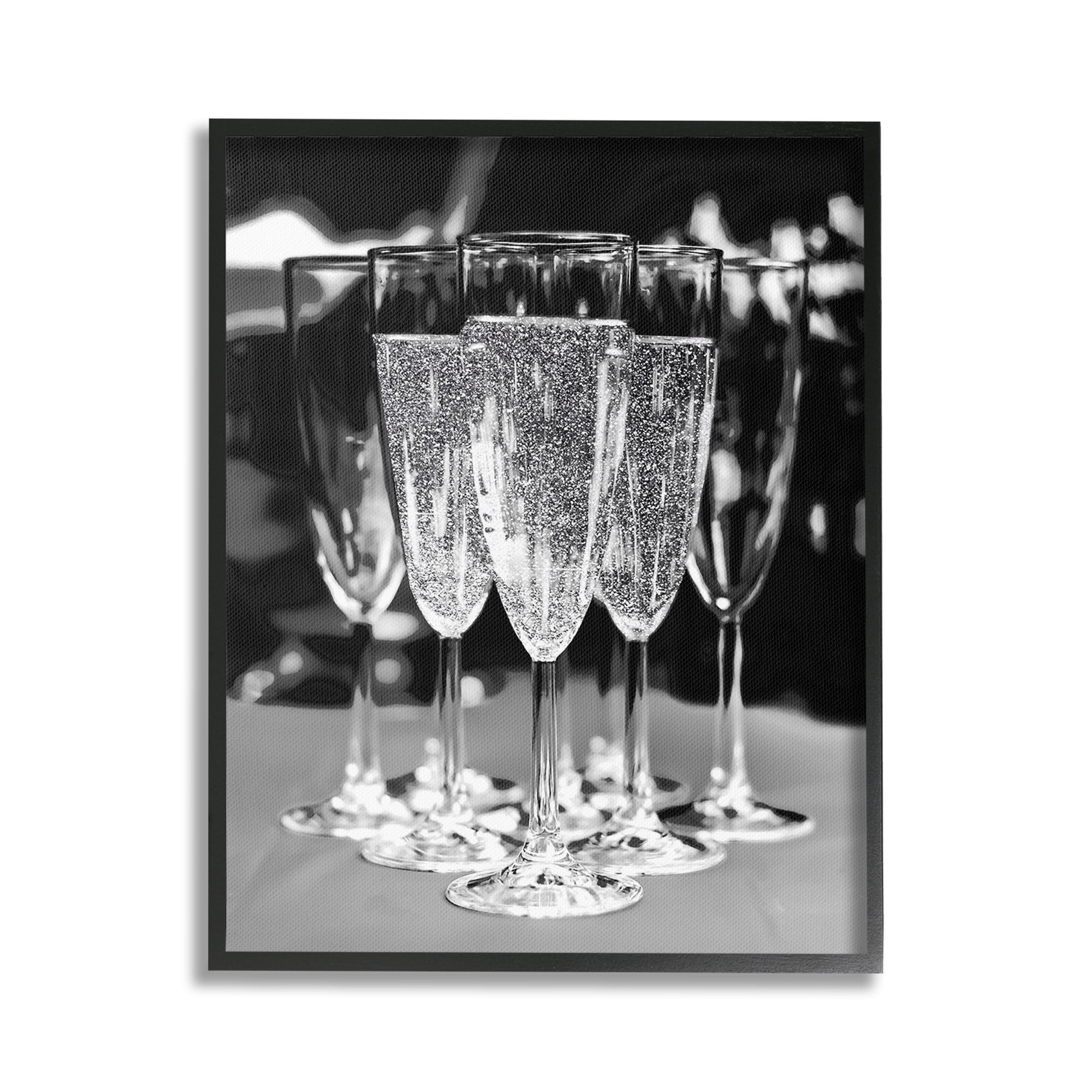 Stupell Industries Glam Champagne Flutes Food & Beverage Photography Black Framed Art Print Wall Art, 24 x 30