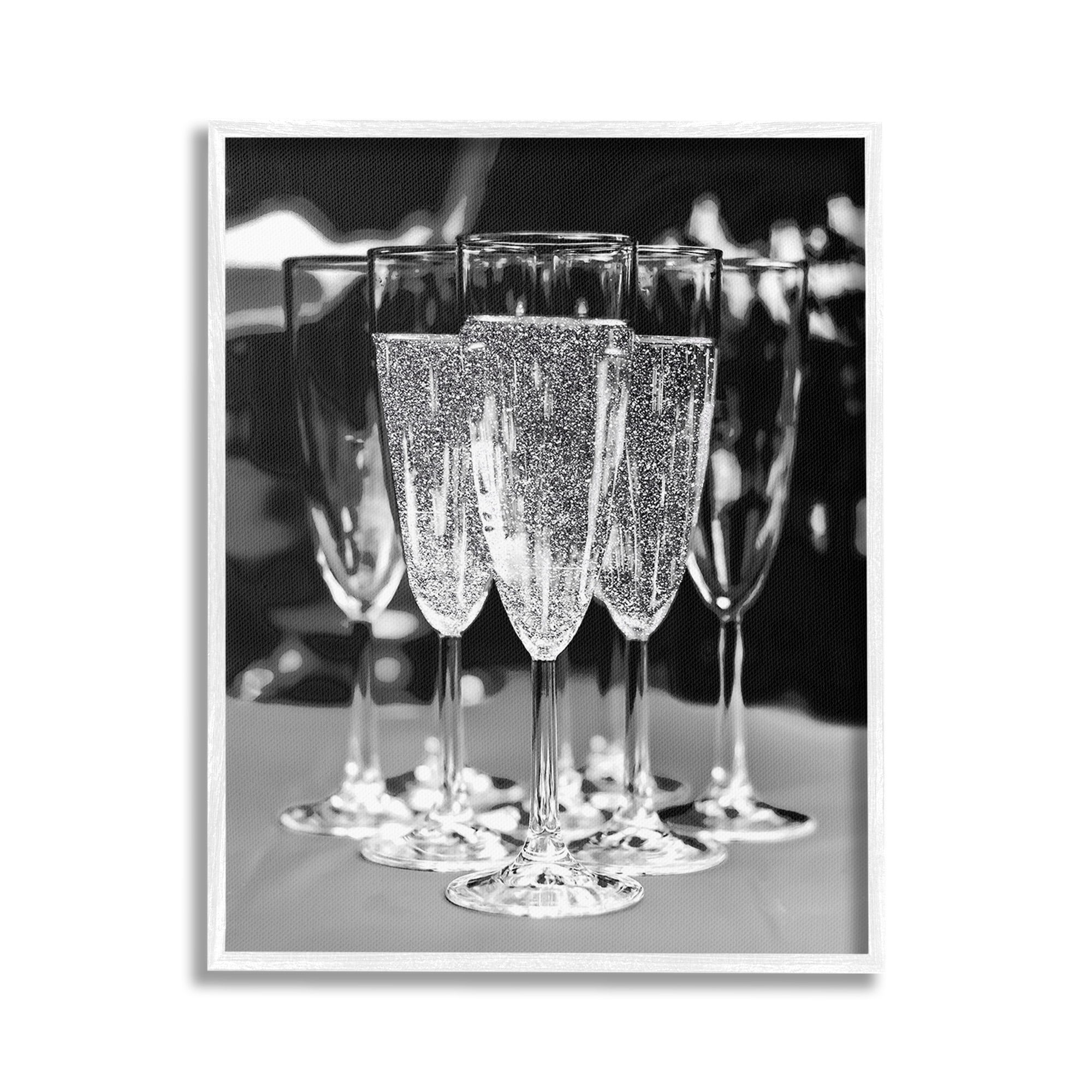 Stupell Industries Glam Champagne Flutes Food & Beverage Photography White Framed Art Print Wall Art, 24 x 30