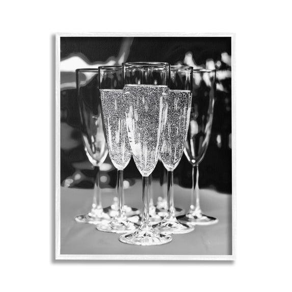 Stupell Industries Glam Champagne Flutes Food & Beverage Photography White Framed Art Print Wall Art, 24 x 30