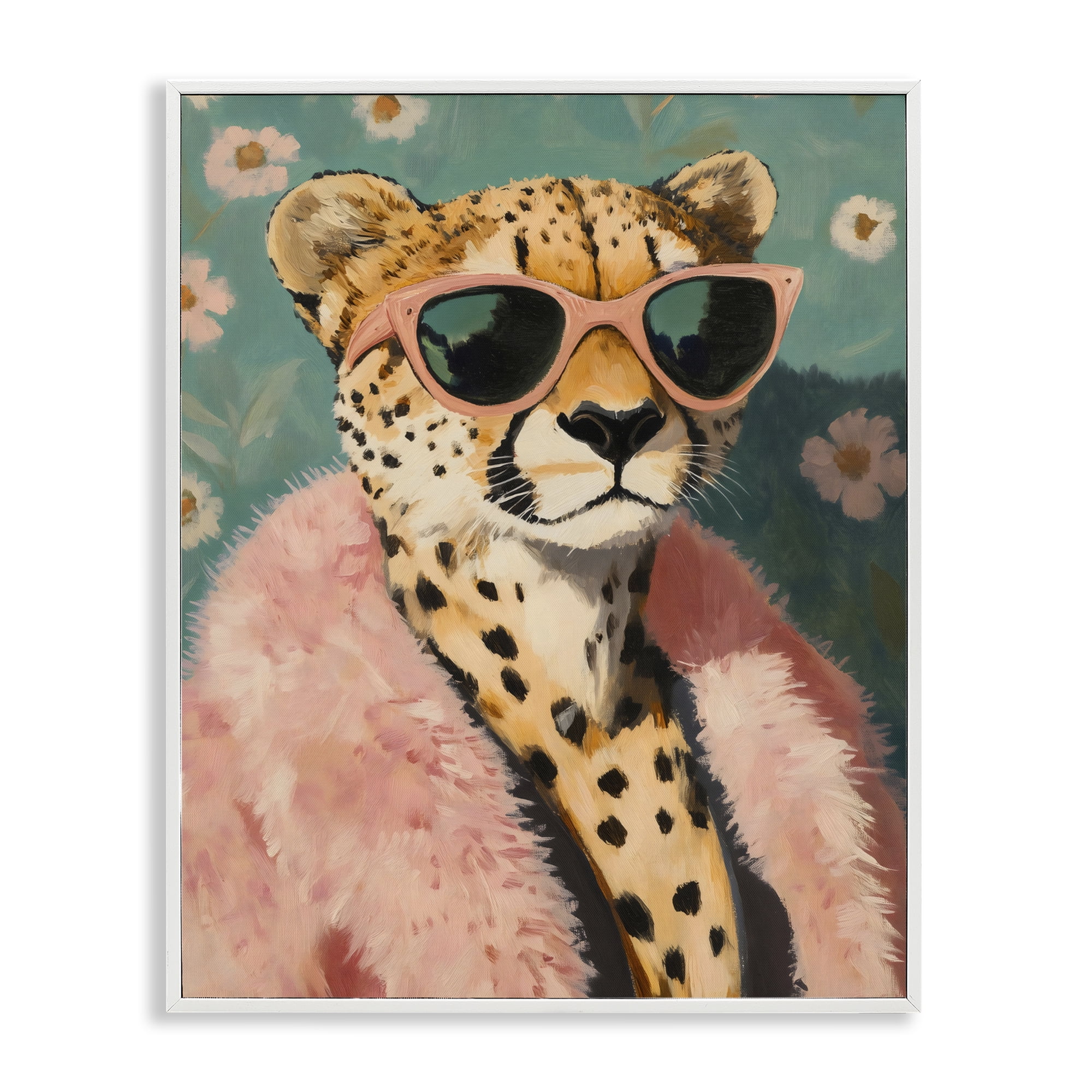 Stupell Industries Glam Cheetah in Pink Fur White Framed Giclee Art, design by The Prints Vibe