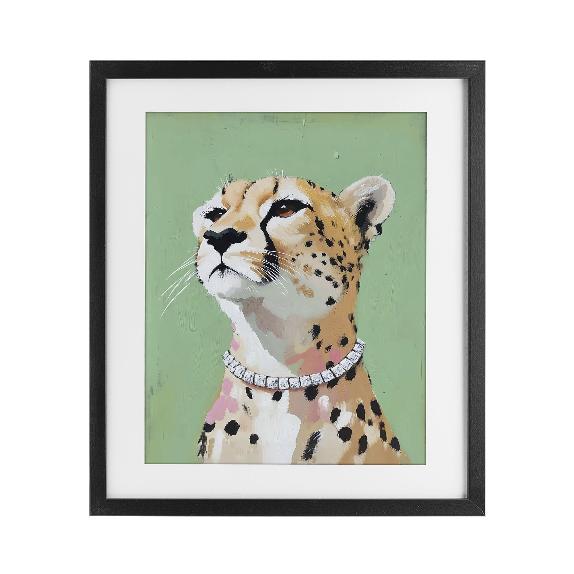 Stupell Industries Glam Cheetah with Jewels Black Framed Print Under Glass, design by The Prints Vibe