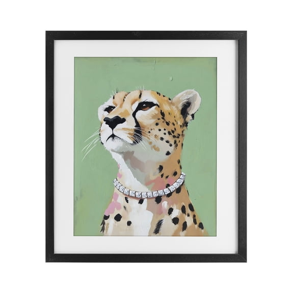Stupell Industries Contemporary Glam Cheetah with Jewels Black Framed Print Under Glass, 13 x 16, by The Prints Vibe