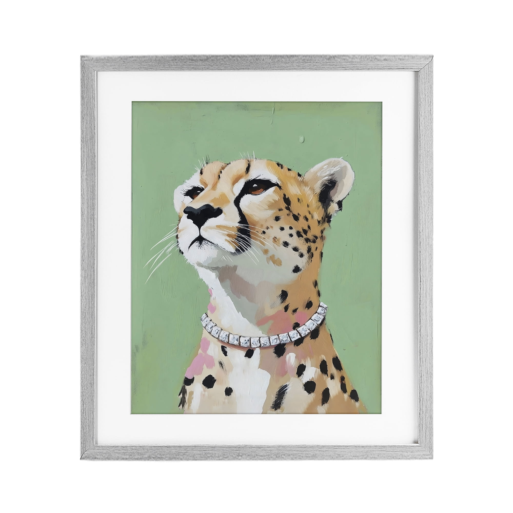Stupell Industries Glam Cheetah with Jewels Gray Framed Print Under Glass, design by The Prints Vibe