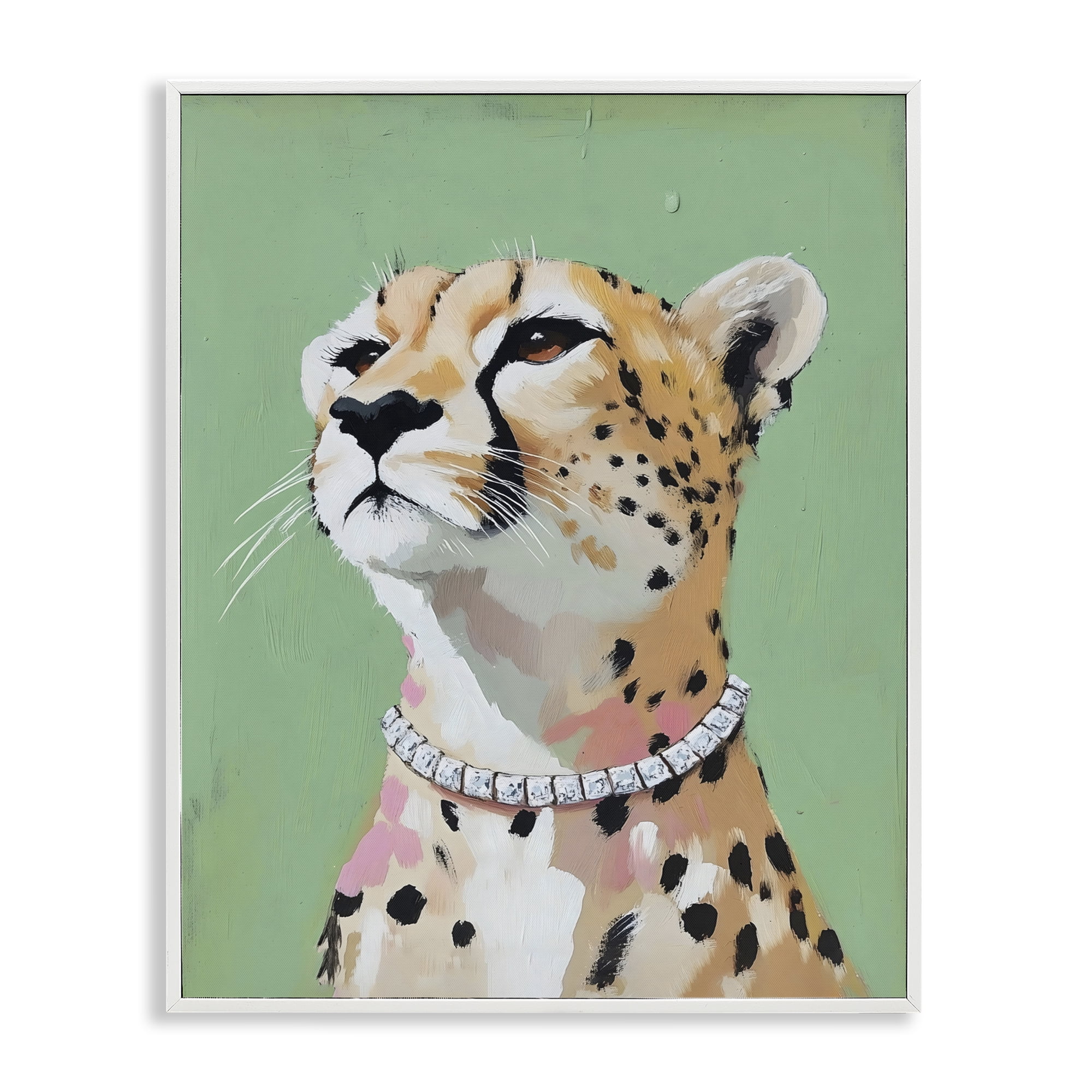 Stupell Industries Glam Cheetah with Jewels White Framed Giclee Art, design by The Prints Vibe
