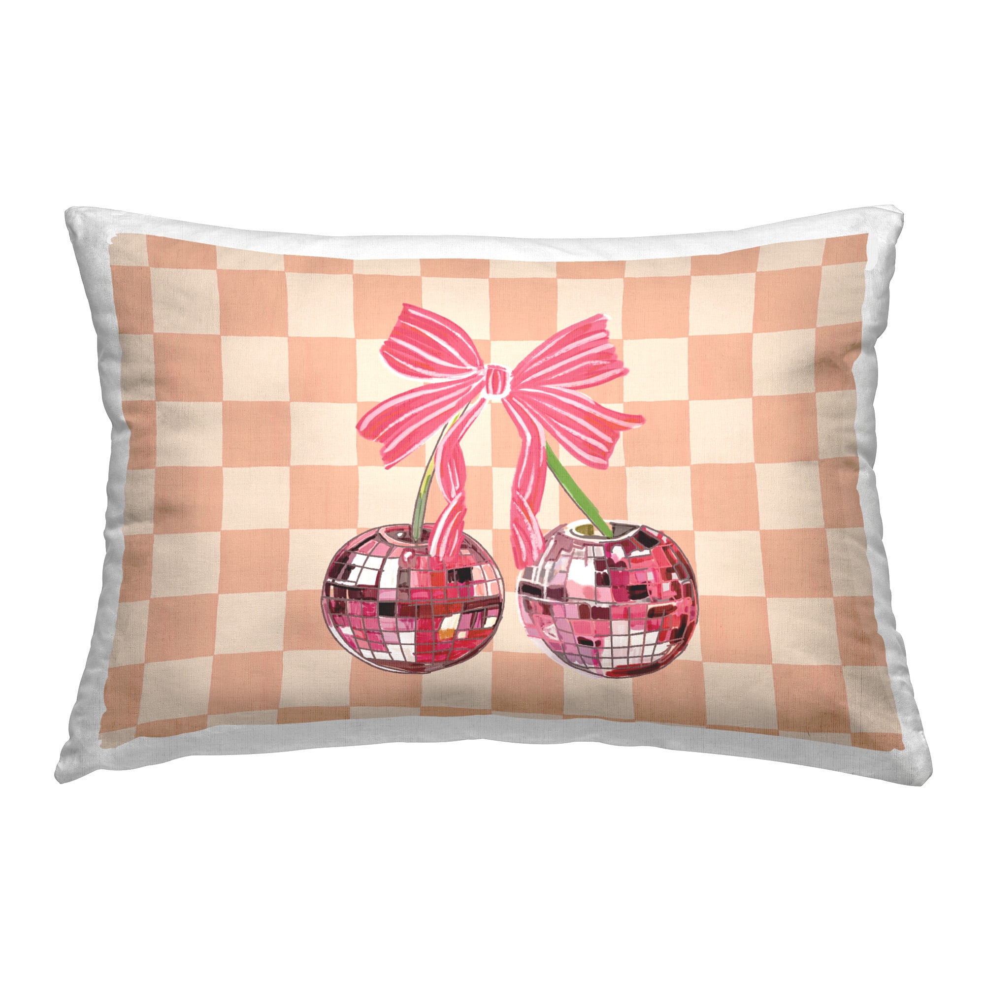 Stupell Industries Glam Cherries on Geometric Decorative Printed Throw Pillow Design by Amelia Noyes