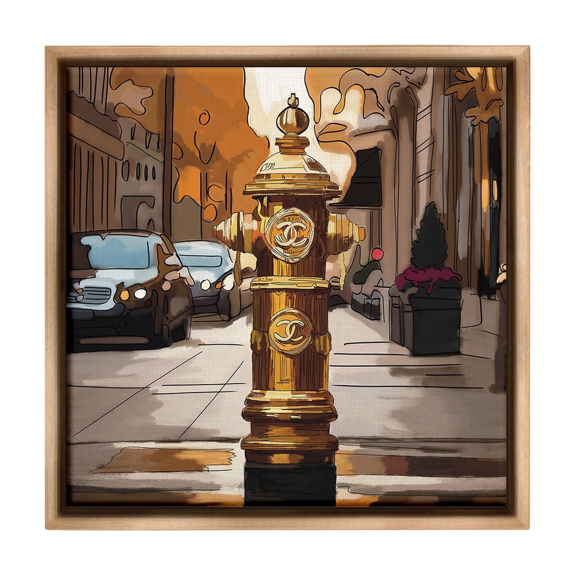 Stupell Industries Glam City Hydrant Abstract Painting Brown Floater Framed Canvas Art Print Wall Art, 25 x 25