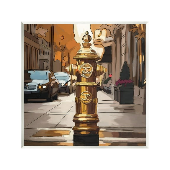 Stupell Industries Glam City Hydrant Abstract Painting Unframed Art Print Wall Art, 12 x 12