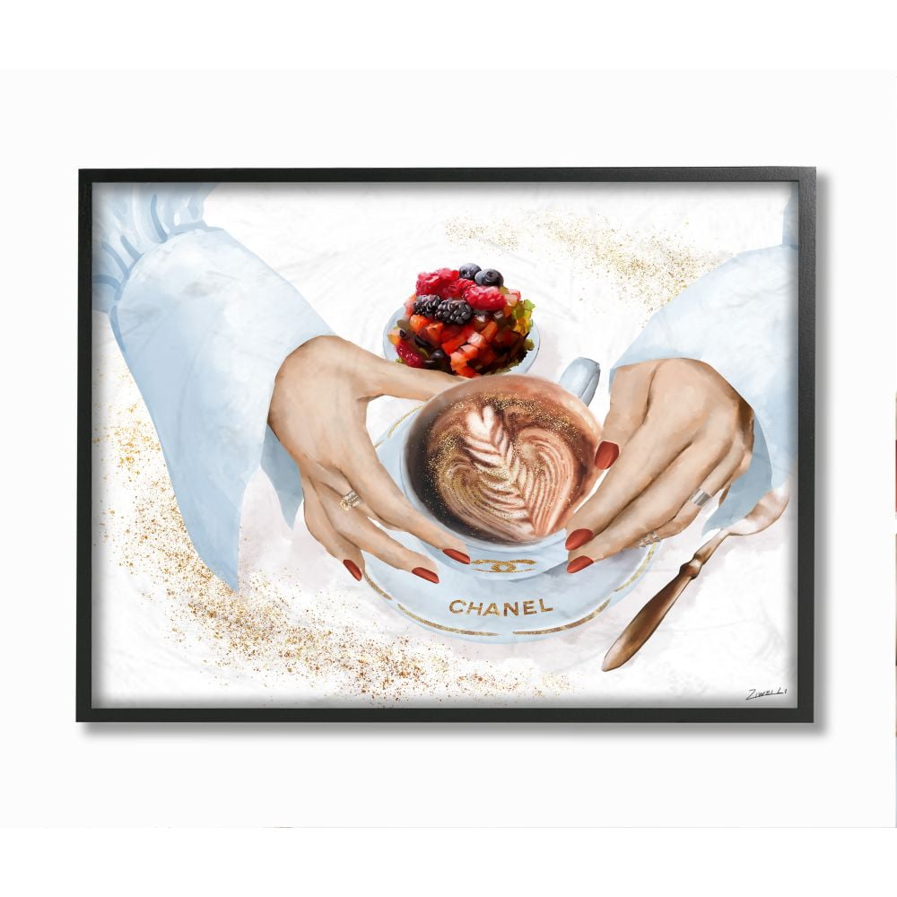 Stupell Industries Glam Coffee Shop Women's Fashion Brand Latte Art Framed Wall Art Design by Ziwei Li