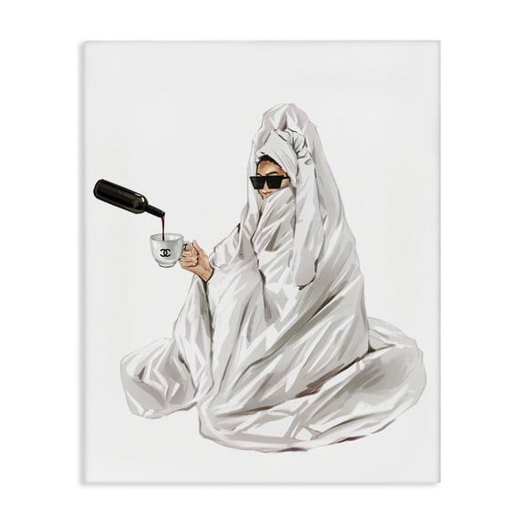 Stupell Industries Glam Comfort Pouring Drink Fashion Painting Wrapped Canvas Canvas Art Print Wall Art, 16 x 20